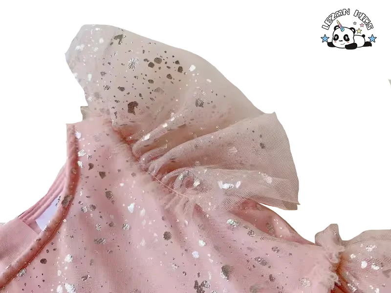 LEZONKIDS - Explosão de Novos Produtos vestidos tutu de manga curta com impressão de pontos cinzas para meninas crianças
